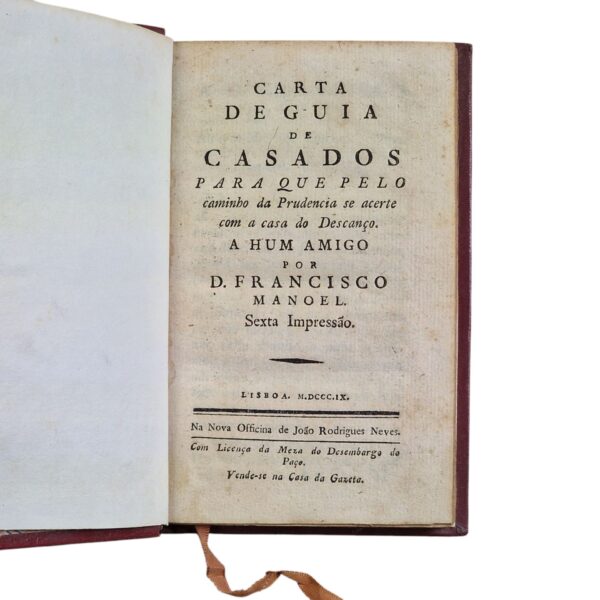 Carta de Guia de Casados – D. Francisco Manuel de Melo (Sexta Impressão, s.d.)
