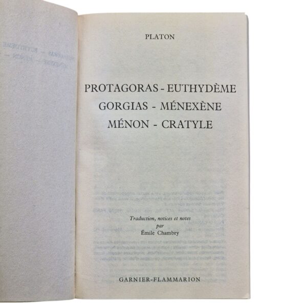 Protagoras et autres dialogues – Platon (1967)