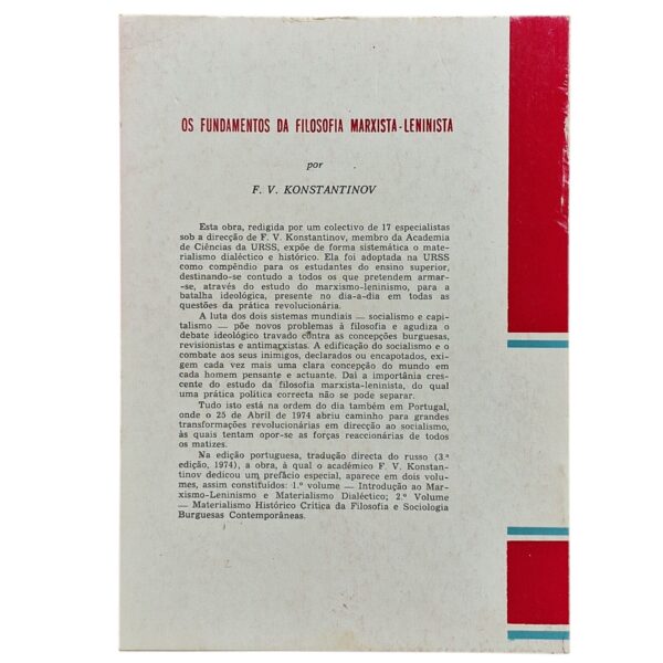 Fundamentos da Filosofia Marxista-Leninista – Volume I – F. V. Konstantinov (1975, 3.ª edição)