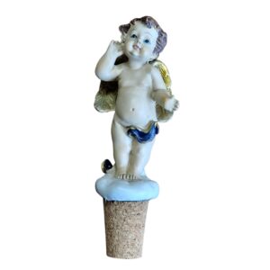 Rolha de garrafa com anjo em resina pintada – Pobra
