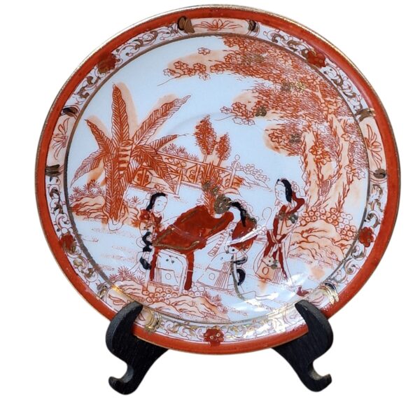 Conjunto de chá japonês com decoração oriental e gueixa em lithophane