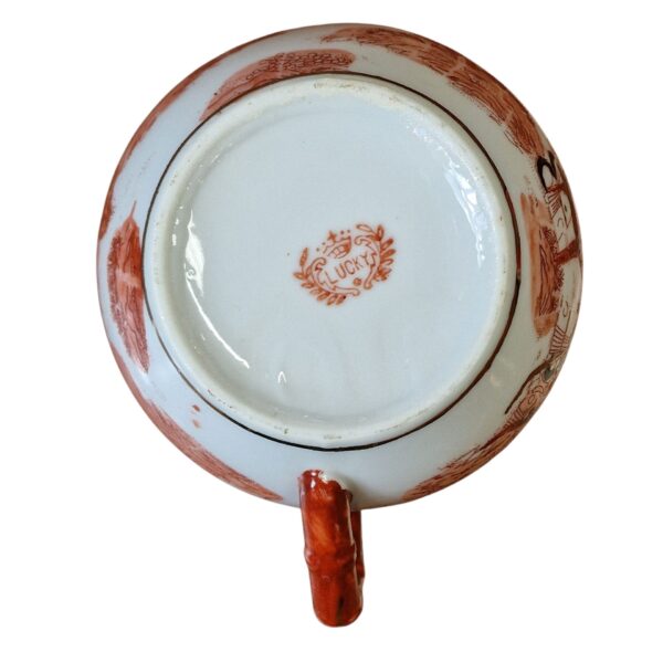 Conjunto de chá japonês com decoração oriental e gueixa em lithophane