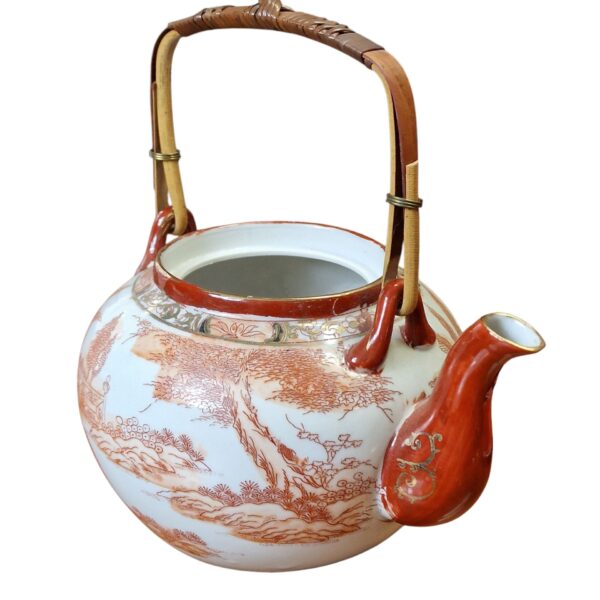 Conjunto de chá japonês com decoração oriental e gueixa em lithophane