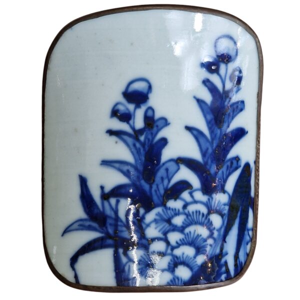 Caixa em prata com azulejo azul e branco