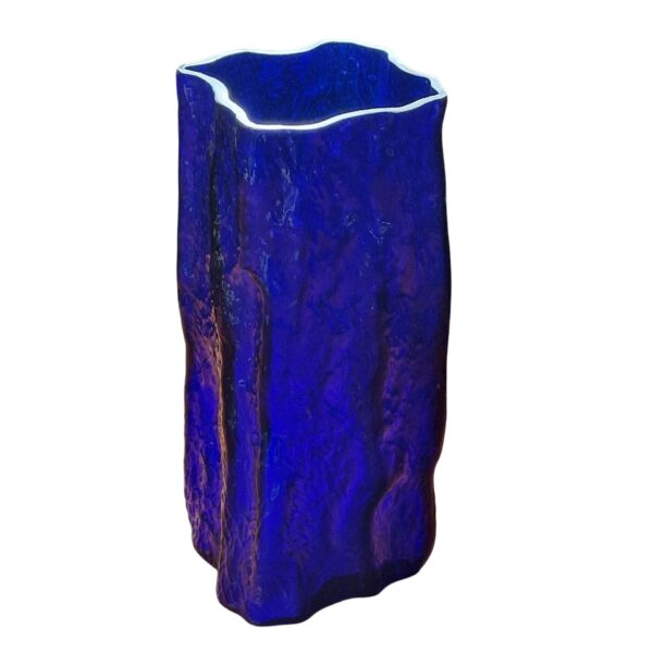 Vaso decorativo em vidro artístico azul cobalto