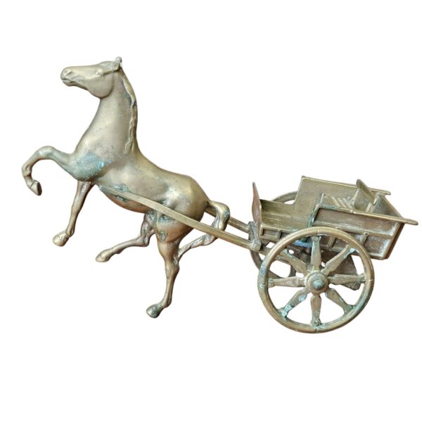 Estátua decorativa cavalo e carroça em metal fundido – Itália
