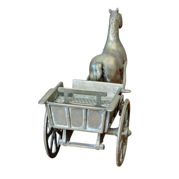 Estátua decorativa cavalo e carroça em metal fundido – Itália