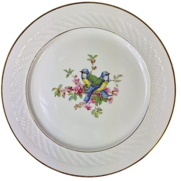Prato decorativo Vista Alegre – Coimbra S.P. com pássaros e flores
