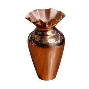Vaso miniatura decorativo em cobre polido com borda frisada