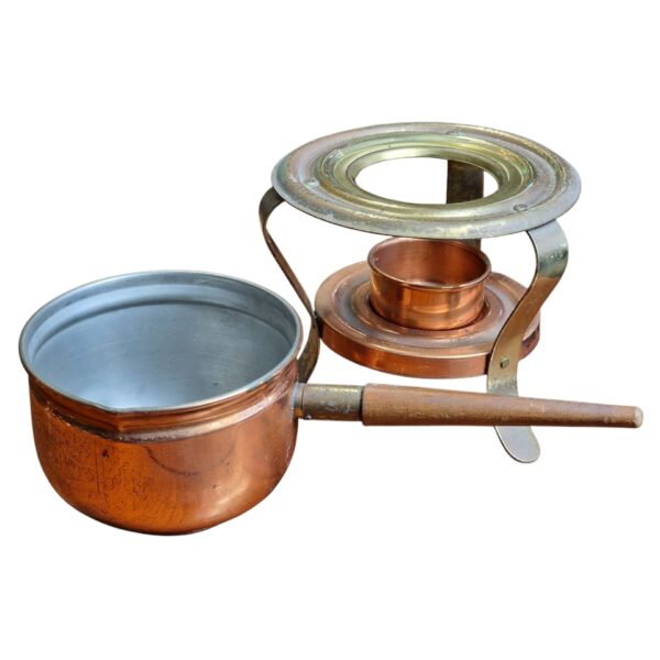 Réchaud em cobre com panela e pega longa – fabrico português