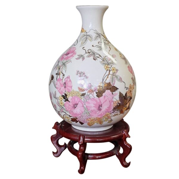 Jarra em Porcelana com Motivo Floral Rosa – Panda - 40 cm