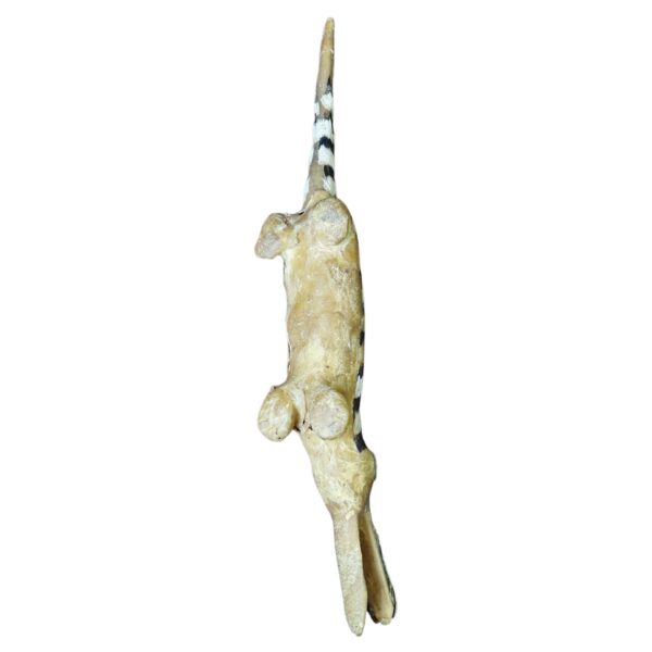 Figura animal em barro revestido com couro e pêlo – estilo artesanal exótico