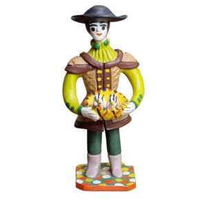  Boneco de Estremoz em Barro Policromado com Cesto de Pássaros