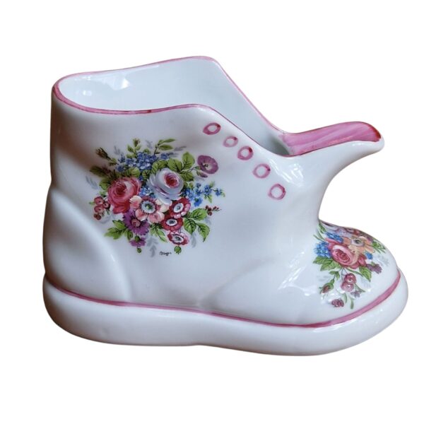 Sapato Decorativo em Cerâmica com Motivos Florais