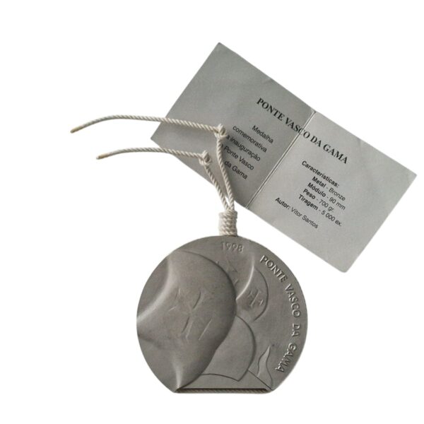 Medalha Comemorativa Ponte Vasco da Gama 1998 em Bronze – INCM, José Aurélio, com Bolsa e Folheto – Como Nova