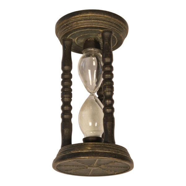 Ampulheta decorativa em bronze patinado – 13,5 cm
