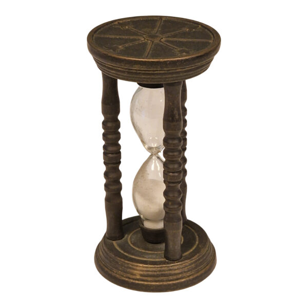 Ampulheta decorativa em bronze patinado – 13,5 cm