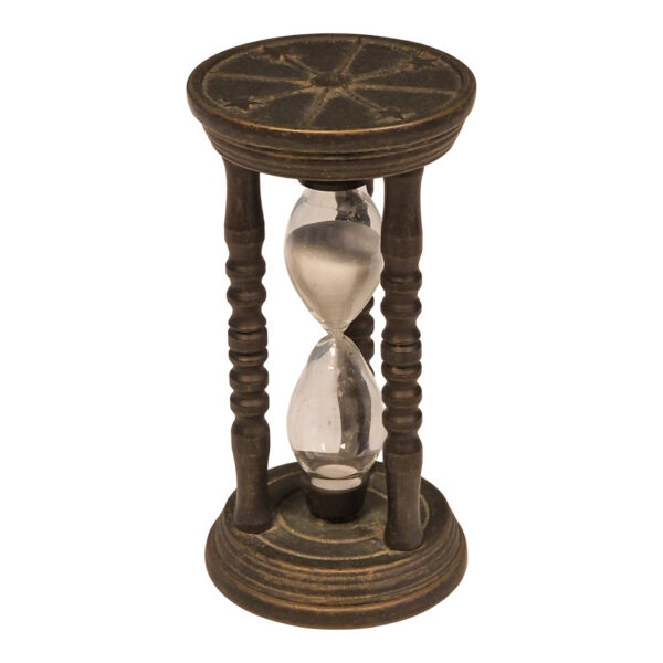 Ampulheta decorativa em bronze patinado – 13,5 cm
