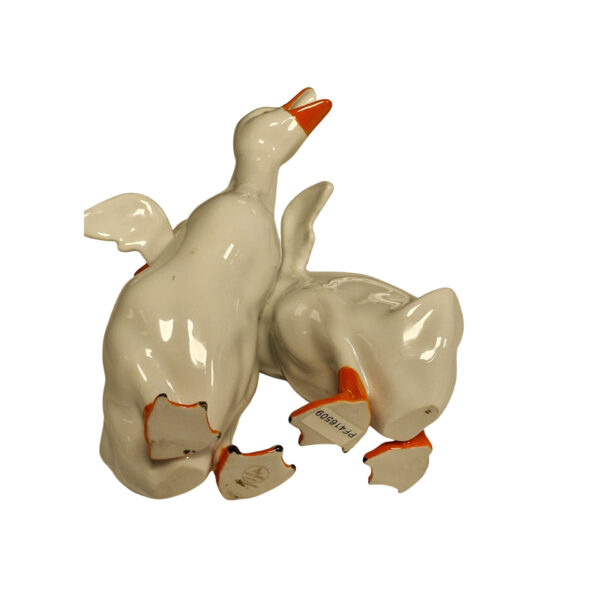 Galheteiro “Patos” em porcelana Vista Alegre – Branco e Laranja – 18 cm altura (1980–1992)