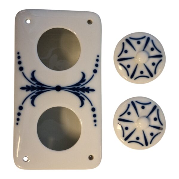 Tinteiro “Império” – Vista Alegre – Porcelana branca com decoração azul – 16×7×8cm
