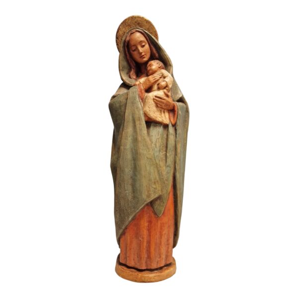 Nossa Senhora com o Menino – Escultura em Terracota Policromada por Maria Amélia Carvalheira (c. 1950-1970)