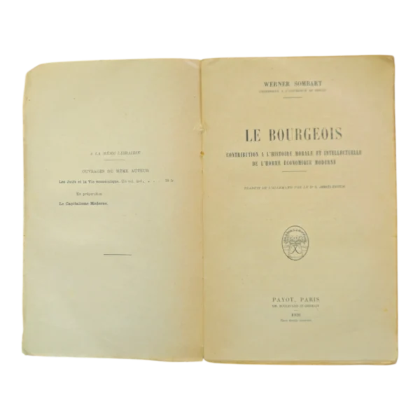 Le Bourgeois – Werner Sombart (1926) – Payot Paris – Bibliothèque Politique et Économique