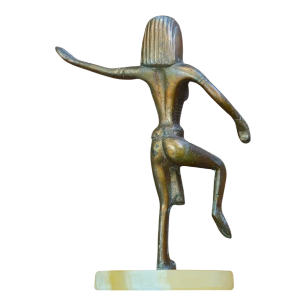 Estatueta Egípcia Decorativa em Metal com Base em Ónix – Figura Dançante
