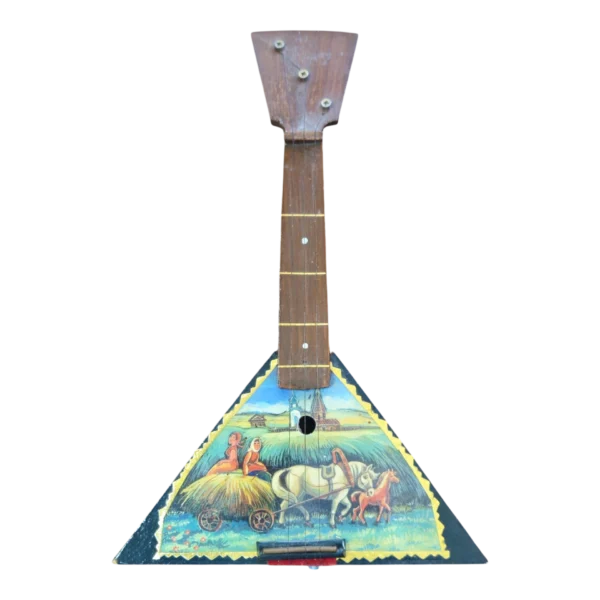 Balalaika Russa Decorativa com Cena Folclórica Pintada