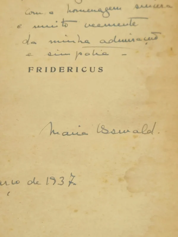 Fridericus – Romance de Walter von Molo (1937) – Tradução Maria de Castro Henriques Osswald – Com dedicatória