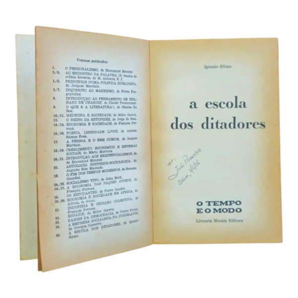 A Escola dos Ditadores – Ignazio Silone – Livraria Morais Editora – 340 páginas