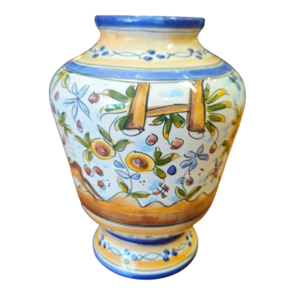 Pote Decorativo em Cerâmica Policromada com Motivos Florais