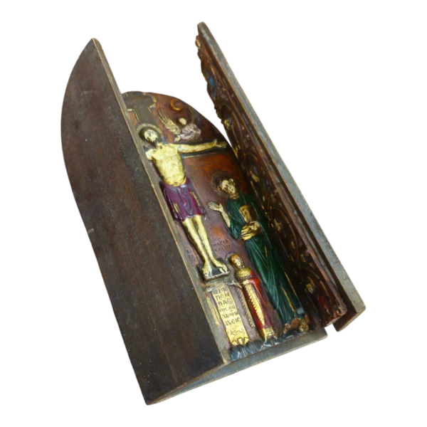 Ícone Religioso Triptico – Crucificação de Cristo com os 12 Apóstolos