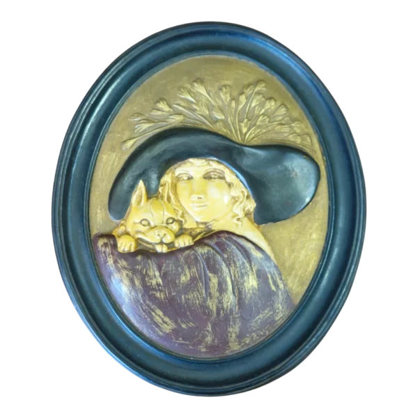 Placa Decorativa de Parede “Lady with Dog” – por Erma Gilliand Duncan