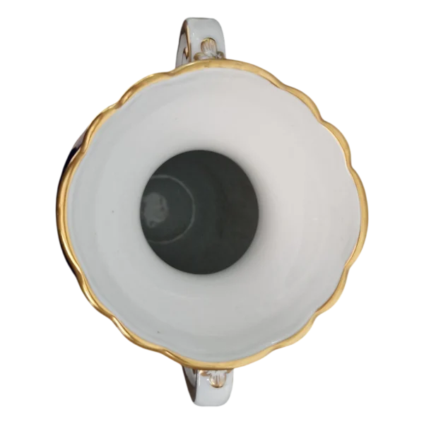 Jarra em Porcelana de Aveiro Azul Cobalto com Decoração Floral e Dourados – 35 cm