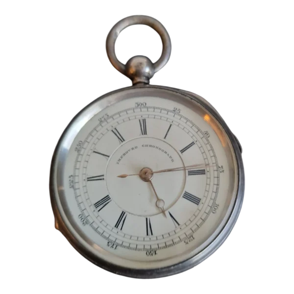 Relógio de Bolso Antigo em Prata “Improved Chronograph”