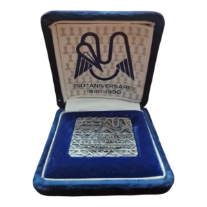 Medalha Montepio Geral 150.º Aniversário Prata Fina 999,7 — Niels Fischer / Vasco Nuno — 1990