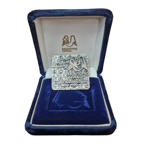 Medalha Montepio Geral 150.º Aniversário Prata Fina 999,7 — Niels Fischer / Vasco Nuno — 1990