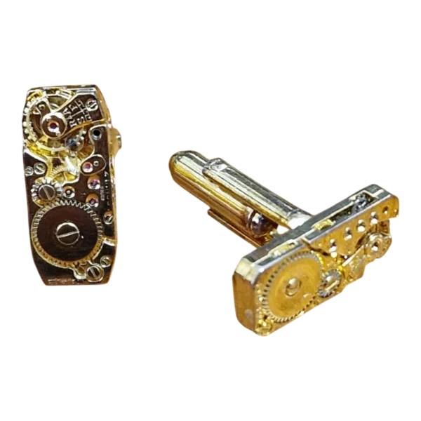 Botões de Punho Vintage com Movimentos Mecânicos Waltham “17 Jewels” — c. 1950-1970