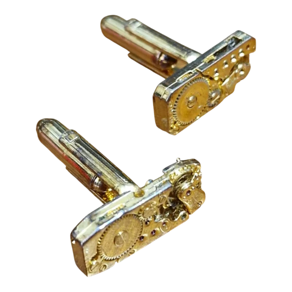 Botões de Punho Vintage com Movimentos Mecânicos Waltham “17 Jewels” — c. 1950-1970