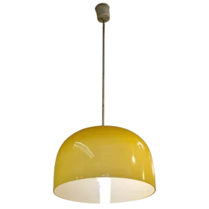Candeeiro Suspenso Vintage em Vidro Amarelo – Design Mid-Century (Anos 60/70)