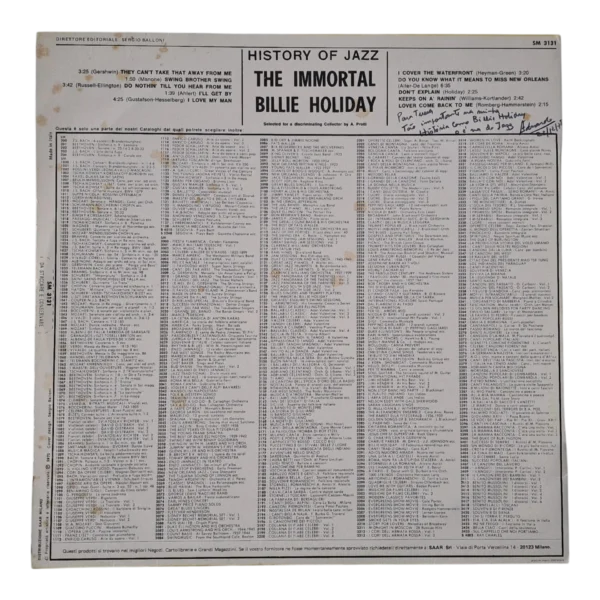 Billie Holiday – The Immortal Billie Holiday | LP Vinyl History Of Jazz Joker SM 3131 Portugal 1977