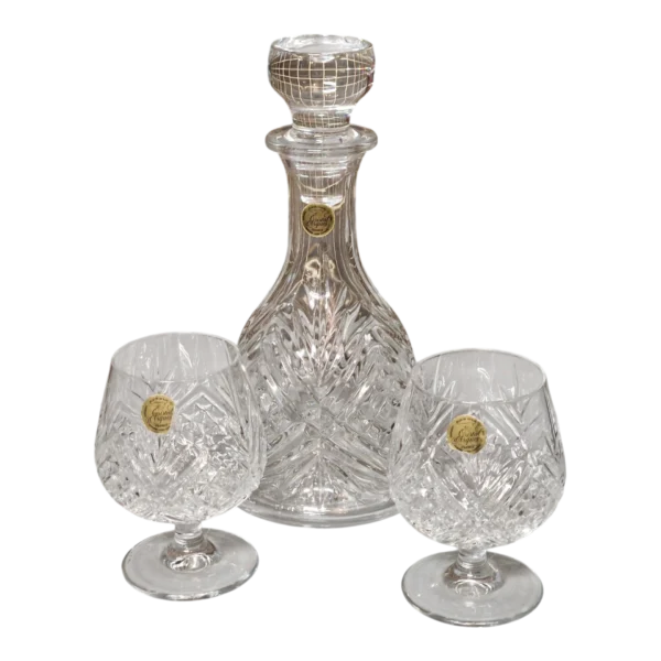 Conjunto Licoreira e Copos em Cristal Lapidado – Cristal d’Arques, França