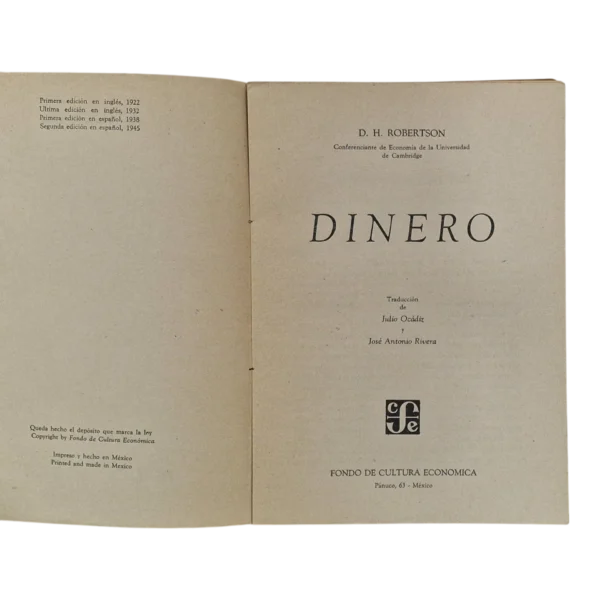 Dinero – D. H. Robertson – 1945 – Fondo de Cultura Económica