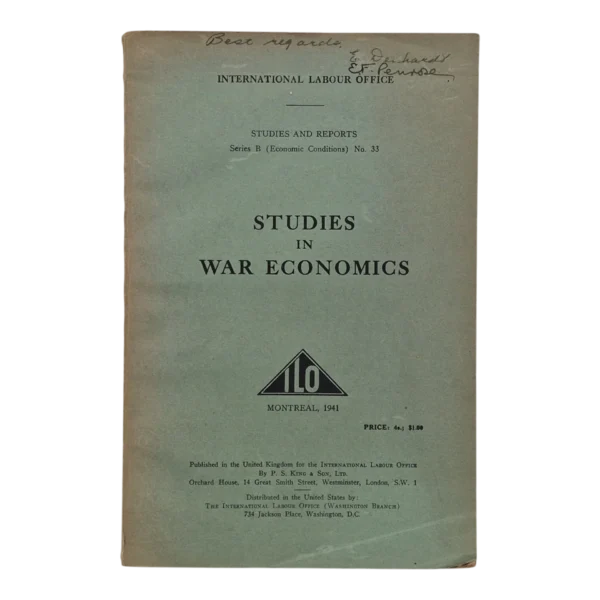 Studies in War Economics – International Labour Office – 1941 – Série B Nº 33
