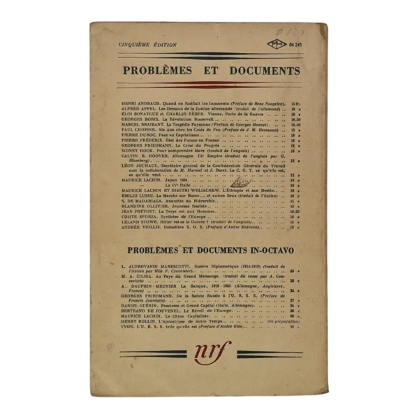 Néo-Libéralisme, Néo-Corporatisme, Néo-Socialisme – Gaëtan Pirou – 1939 – 5ª Edição