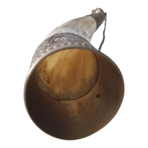 Corno de Beber Ornamental em Chifre Natural e Prata 800 24,5 cm — Europa Central, c. 1890-1930