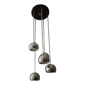 Candeeiro Suspenso Space Age “Sputnik Cascade” — Design Vintage em Metal Cromado com 5 Focos | Anos 70