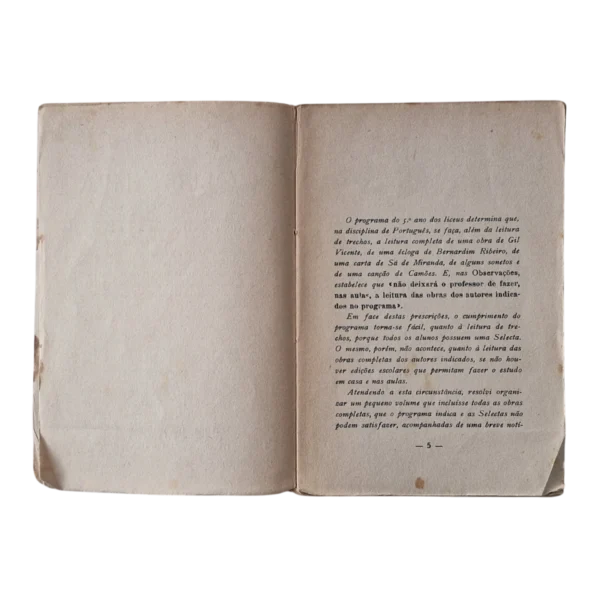 Colectânea Escolar – Gil Vicente, Bernardim Ribeiro, Sá de Miranda e Luís de Camões – 1947