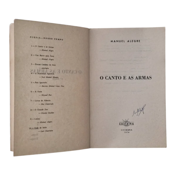 O Canto e as Armas – 3.ª Edição – Manuel Alegre – Exemplar Assinado pelo Autor (1974)