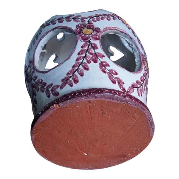 Porta-vela em Cerâmica Recortada com Motivos Florais Vintage Português